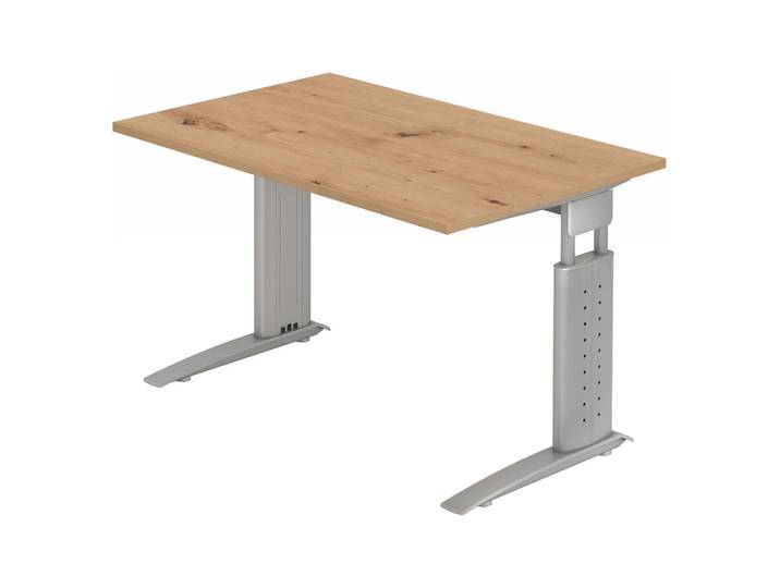 UNDA 12 S Schreibtisch 120 x 80 höhenverstellbar Asteiche/Silber