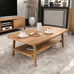 Couchtisch Sofatisch aus Wildeiche Massivholz in rechteckiger Form