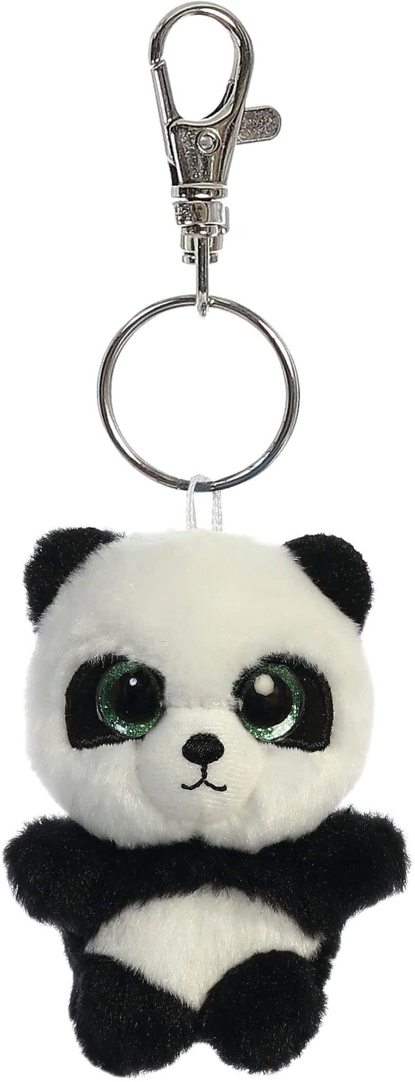 Aurora YooHoo Ring Ring Plush Keychain - Black ; White Panda