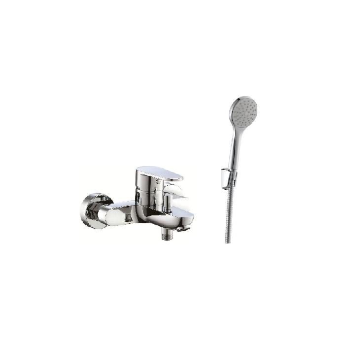 Fukana pure Wannenarmatur Aufputz mit Wannenset chrom, mit Handbrause, Brauseschlauch und Halter