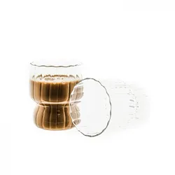 Mulex Trinkgläser Set 300 ml aus Borosilikatglas Espressogläser Hitzebeständig Riffle Design