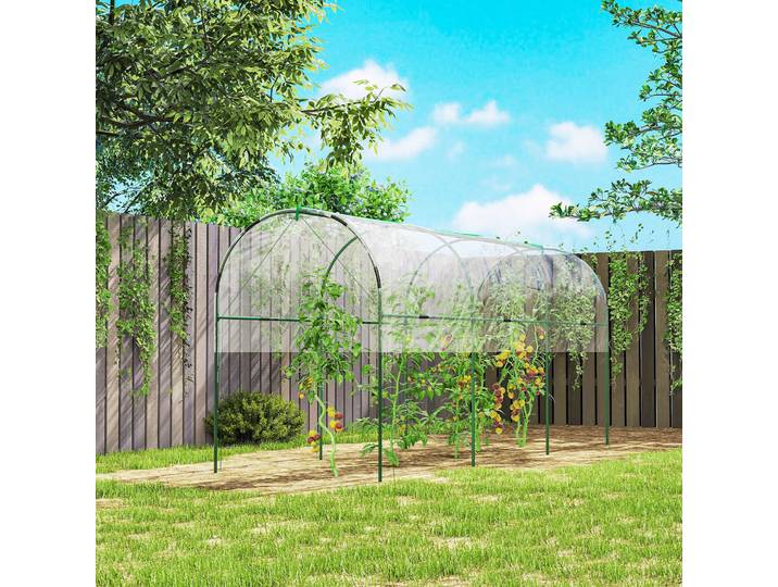Outsunny Serre Jardin 4 Arceaux Acier PVC Vert 4x1,23x1,71m