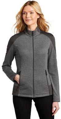 Port Authority L239 Women's Grid Fleece Jacket in Grey Smoke Heather/Grey size 4XL