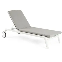 Gartenliege Jalisco aus Aluminium, modern und gepolstert, verstellbar mit Rollen, weiß