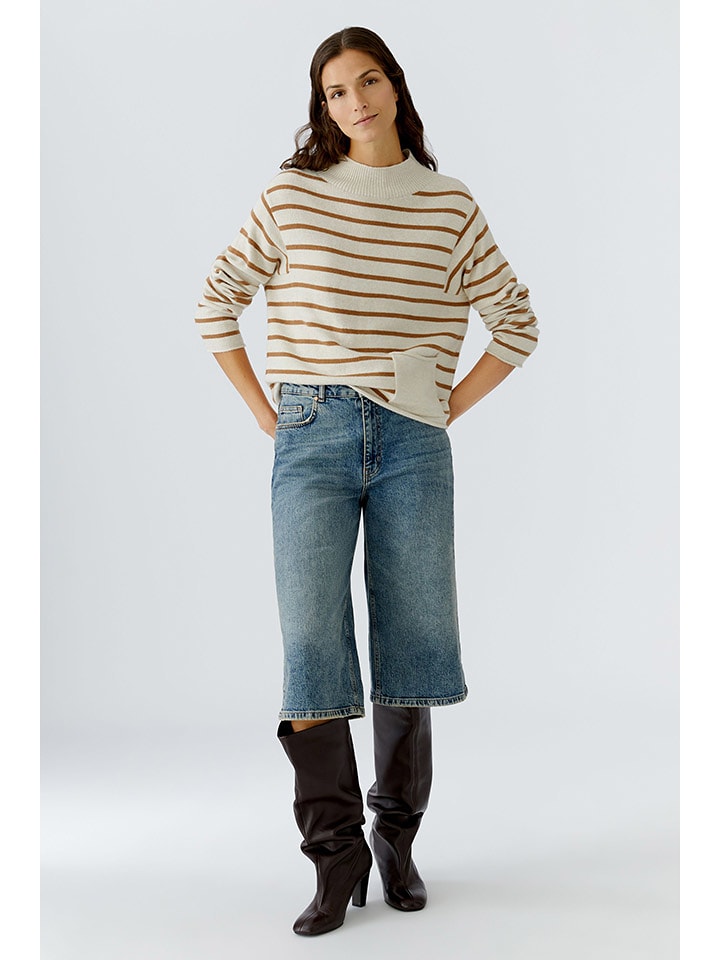 Oui Pullover in Camel/ Creme - 42
