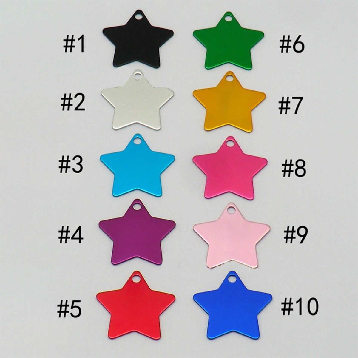 INF Plaques d'identification pour animaux en aluminium Étoile 10 pièces - Gravables au laser, légères multicolores pour collier