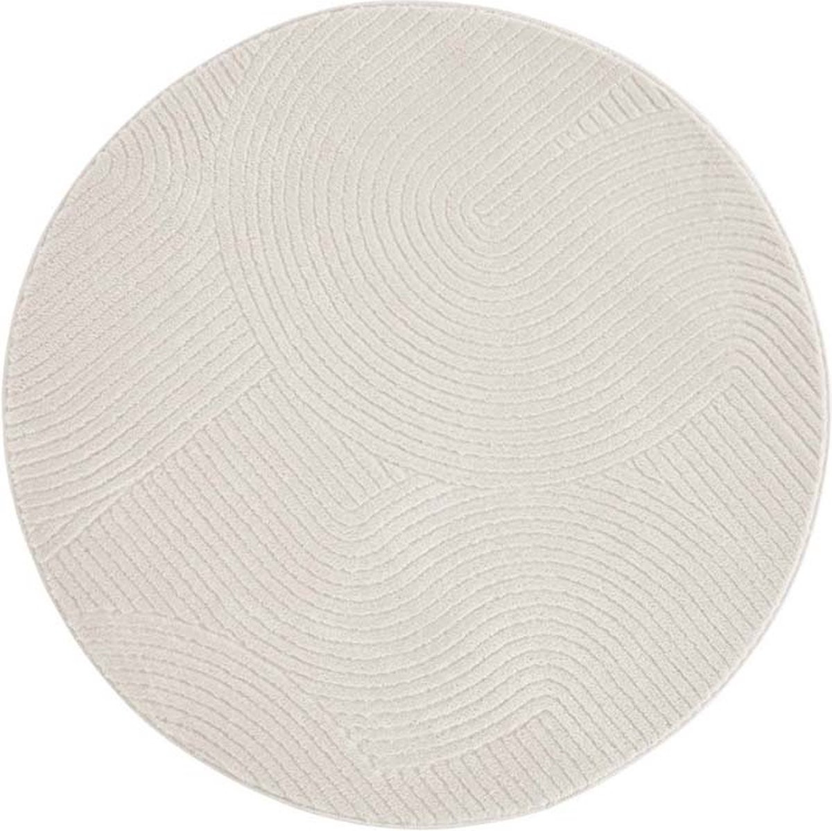 TrueWeave Rond zacht vloerkleed Fuzz Waves crème 80 cm