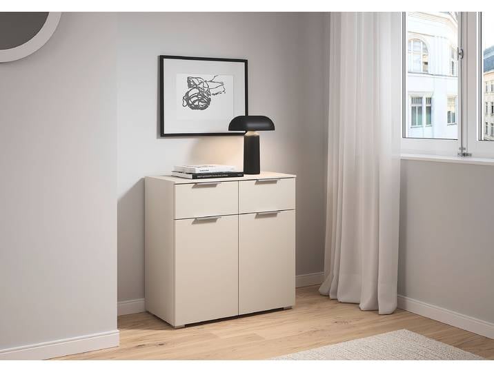 Kommode mit Türen 80cm Beige/Kaschmir Aluminium