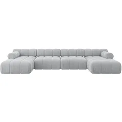 WOHNLANDSCHAFT modulares Sofa Tesso-U2 - 380x160x70 cm Grau Cord