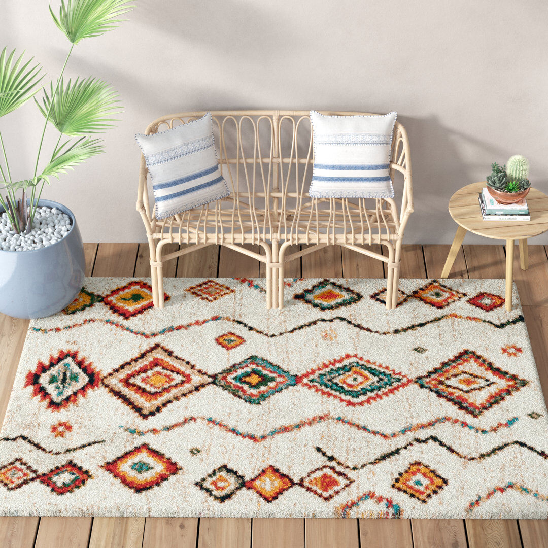 Mistana Allensville Rectangle Geometric Shag Cream;Orange;Red;Blue Rectangle 200 x 290cm