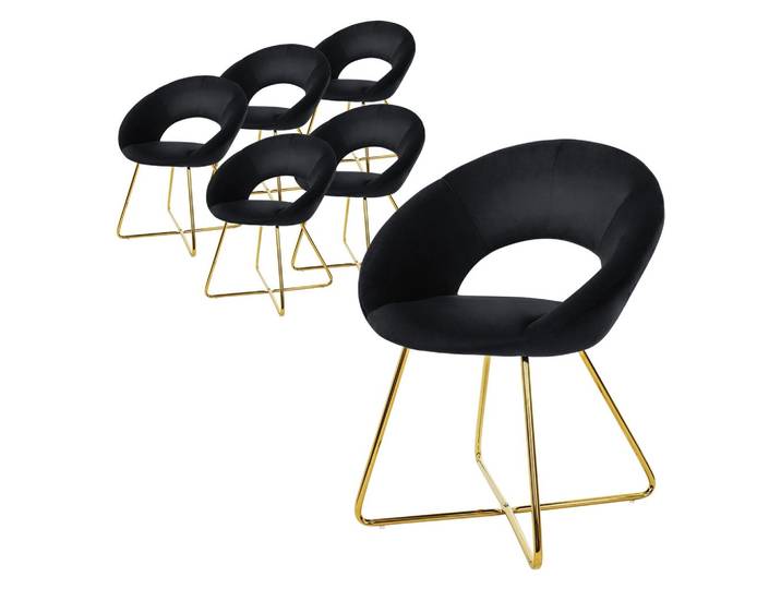 ESSZIMMERSTUHL 6er Set Samt schwarz