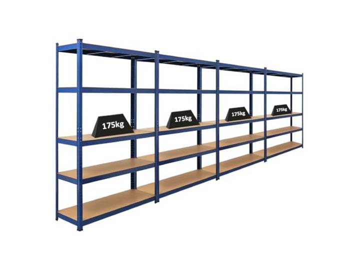 PROREGAL Mega Deal 4X Schwerlastregal Ragnar HxBxT 180x120x40cm Fachlast 175kg Blau Garagenregal Kellerregal Werkstattregal Lagerregal Steckregal