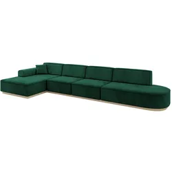 ECKSOFA Ottomane Links IREA-L3 - 412x165x80 cm Grün