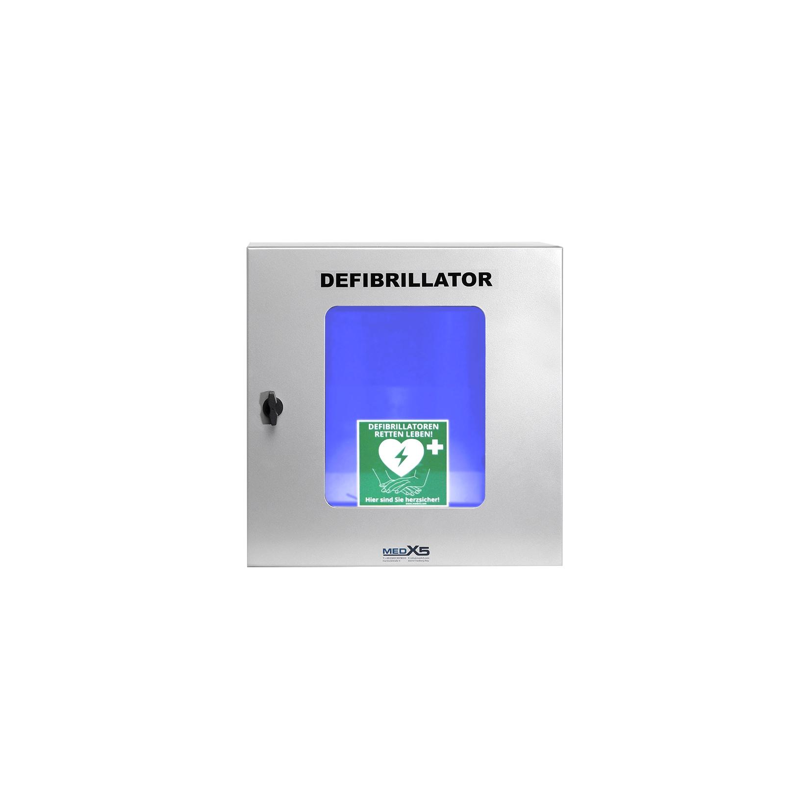 Universal Defibrillator AED Außenwandkasten, klimatisiert, mit Alarmen, Gr. S, grau