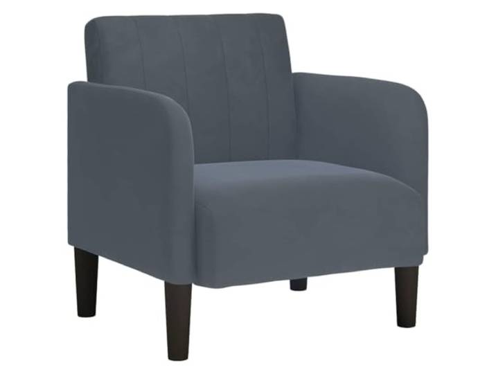 Sessel mit Armlehnen Dunkelgrau 54 cm Samt Samtstoff, Sperrholz-Armlehnen, Schaumstoff-Feder-Polsterung, Wohnzimmer, Schlafzimmer, Arbeitszimmer, Empfangsbereich