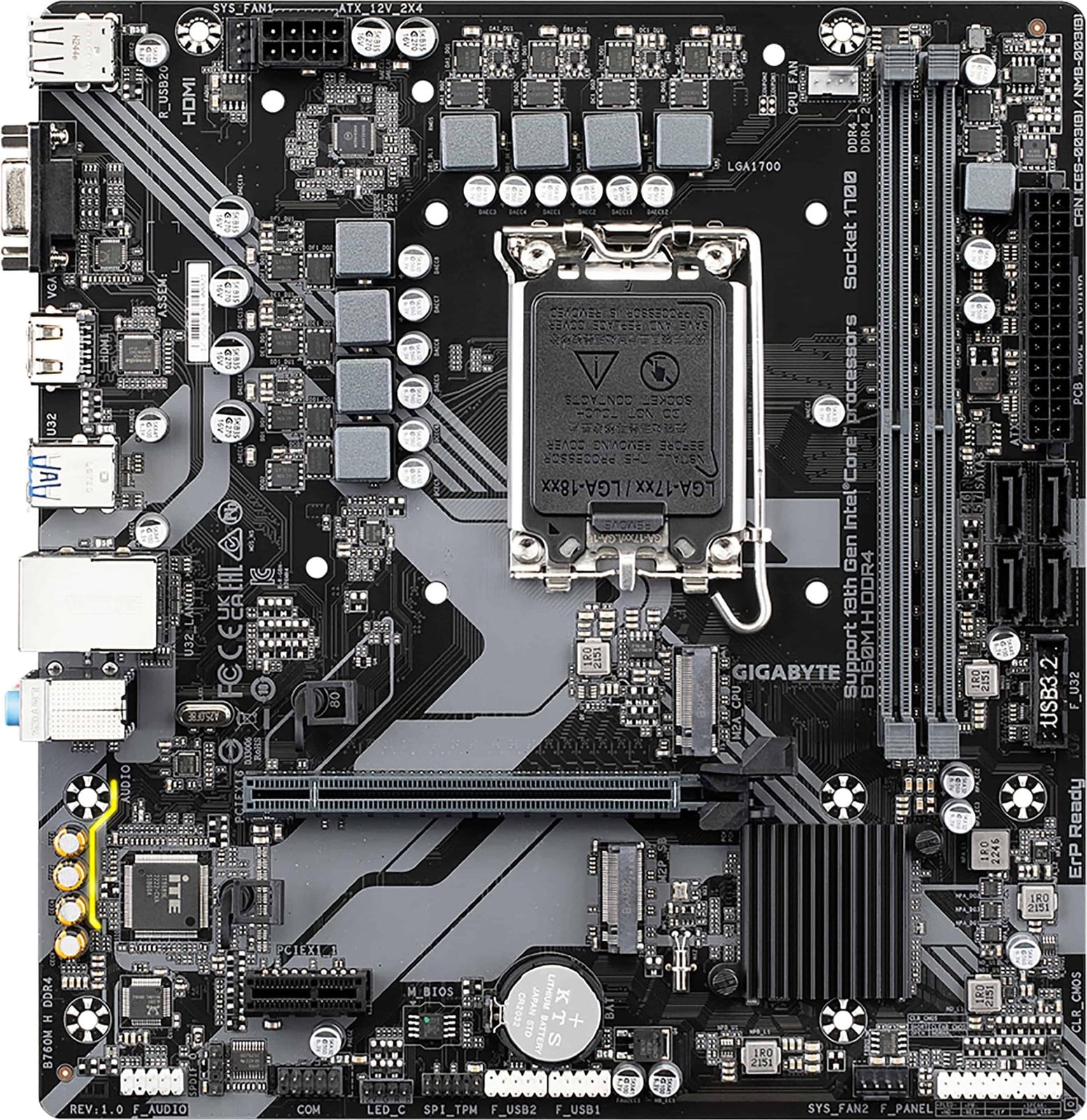 Gigabyte B760M H DDR4 moederbord