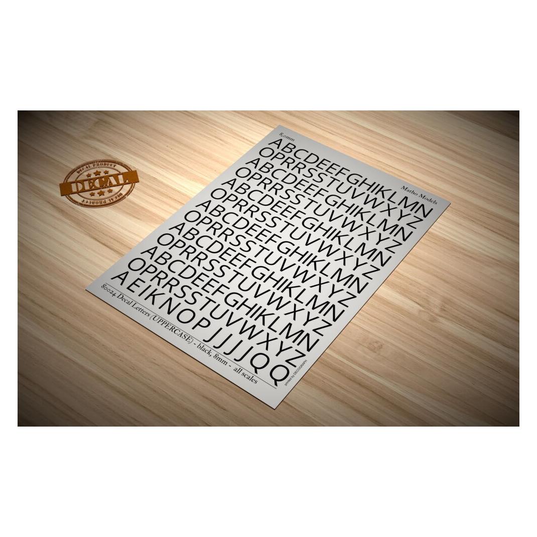 Matho Models Decal Letters (UPPERCASE) - black, 8mm (80024)