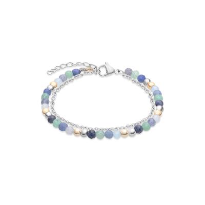 Armband S.OLIVER "Colorful Beads", bunt (edelstahlfarben, multicolor), Armbänder, Damen, 20cm, Edelstahl Perlen, Edelstahl, Perlen, Armband, mit Glasperle