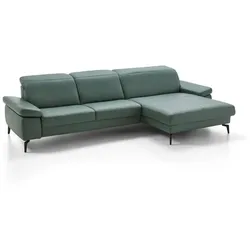 HUKLA Ecksofa Montpelier Leder Blau Opal