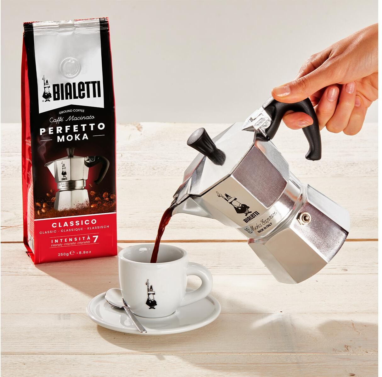 Espressokocher BIALETTI "Espressokocher Moka Expres", silber (silberfarben), B:9,5cm H:20,5cm, Kaffeemaschinen, Espressokocher silberfarben 6