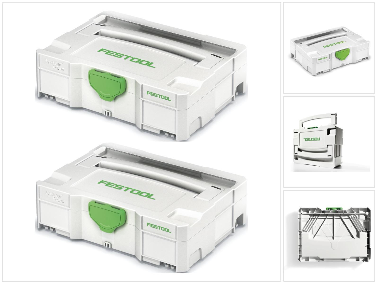 Festool Systainer T-LOC SYS 1 gereedschapskoffer lichtgrijs, 2 stuks, koppelbaar
