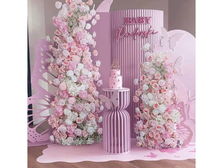 Guirlandes de fleurs artificielles roses pour arche de mariage, décoration de fond, accessoires de vitrine en panneau KT, rangée d'arrangements floraux pour fête