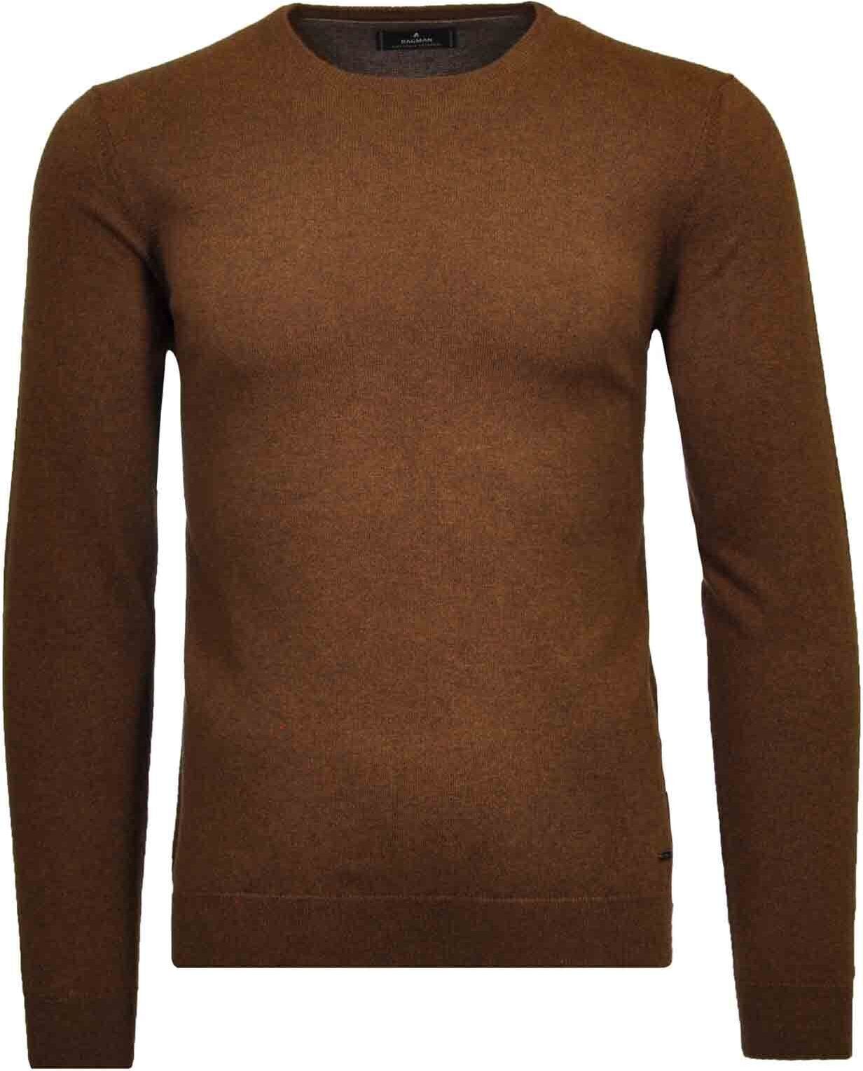 Rundhalspullover RAGMAN, Herren, Gr. 56, braun (braun, 863), Strick, 95% Baumwolle, 5% Kaschmir, Rundhals, Pullover Rundhalspullover braun, 863 56