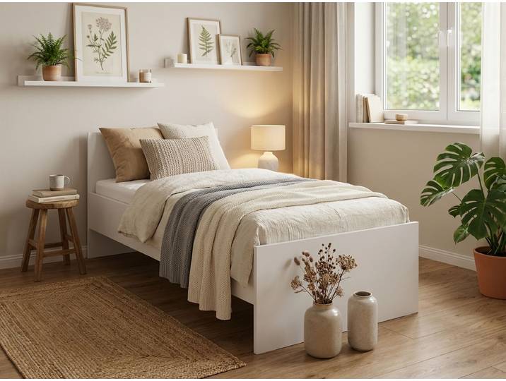 Bett ELISA 90 x 200 cm, weiß Matratze: Ohne Matratze, Lattenrost: Ohne Lattenrost