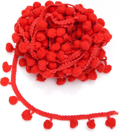 Pompon-Borte, rot, 20 mm, 5 m