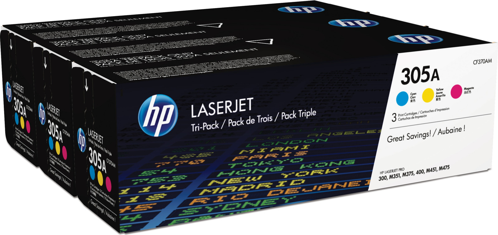 HP 305A CLJ PRO cartridge CF370AM, 3 stuks
