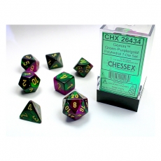 Chessex Würfel - Gemini Green-Purple/gold (7-Würfelset) 292504