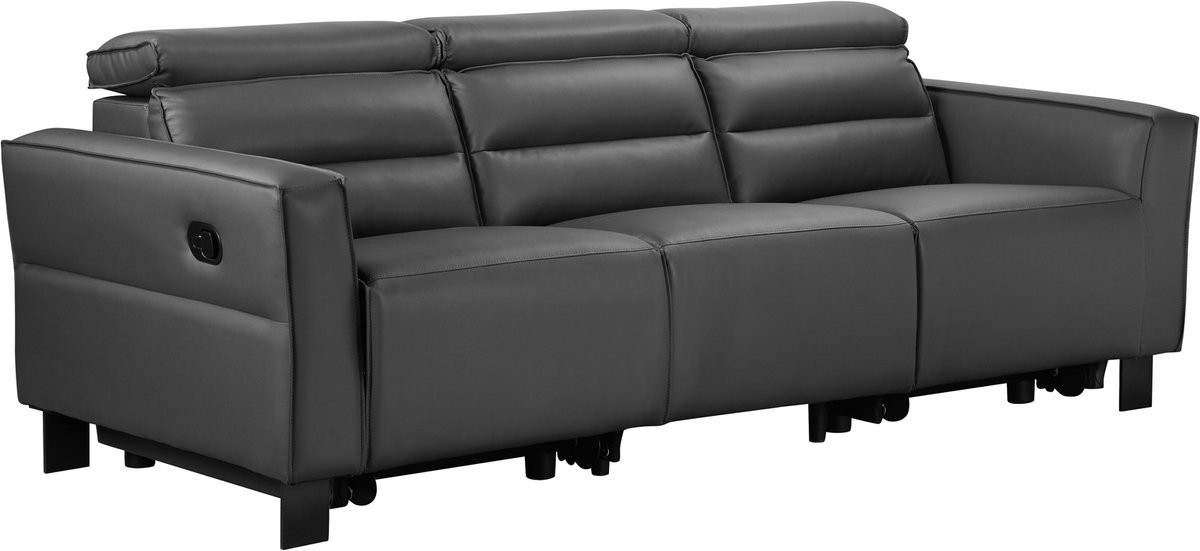 Notio Living Carpari 3-Zitsbank met 2 handmatige relaxfuncties in grijs PU
