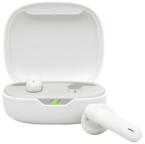 JBL Vibe Flex 2 Bluetooth-hoofdtelefoon, draadloos in-ear met oplaaddoos, wit
