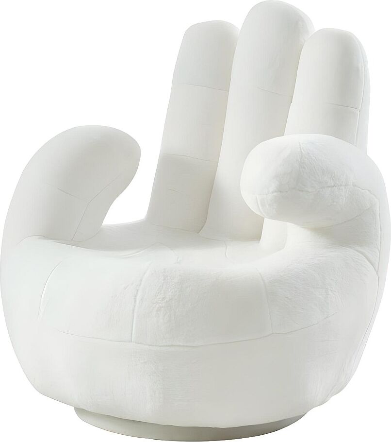 Vente-unique Fauteuil main pivotant CATCHY en fausse fourrure - Blanc