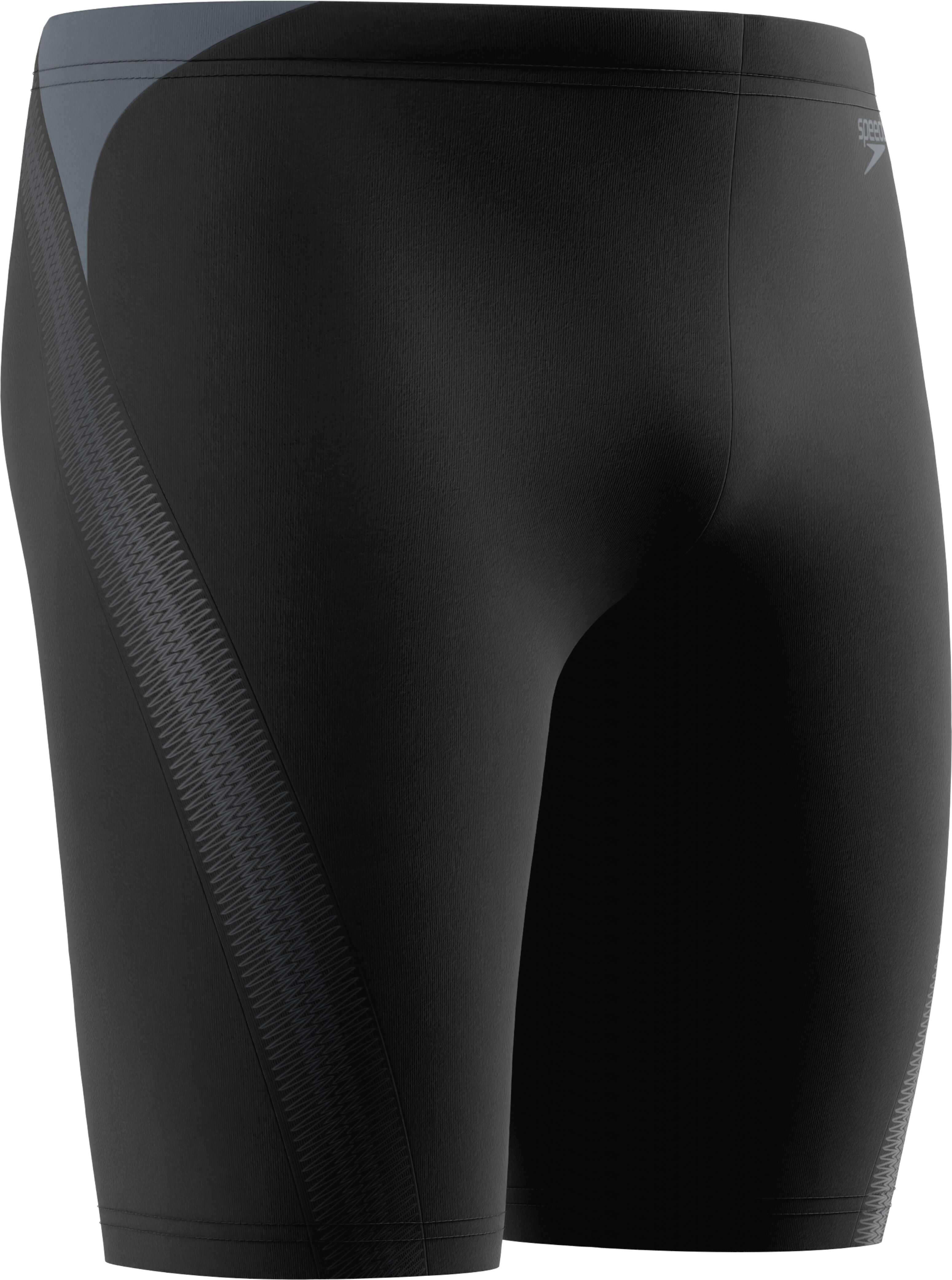 Badeshorts SPEEDO "MENS HYPER BOOM SPLICE JAMMER BLK/GRY", Herren, Gr. 4, N-Gr, schwarz (blk, gry), Obermaterial: 100% Polyester, Badehosen Badeshorts blk, gry 4, N-Gr