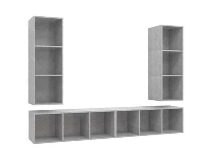 hliofuir 4er Set TV Hängeschrank Betongrau Holzwerkstoff 37x37x107 cm Wandmontierbare Lowboards mit 3 Fächern für Wohnzimmer und Schlafzimmer, flexibel vertikal oder horizontal nutzbar.