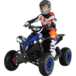 Elektro-Kinderquad Reneblade, Mini-Quad mit 1000 Watt, Federung, Scheibenbremsen, drosselbar, LEDs (Classic, Schwarz/Blau)