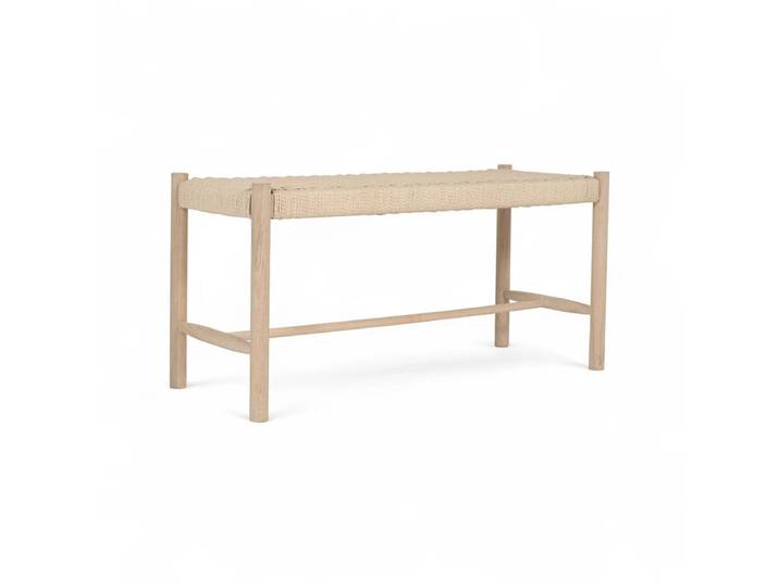 Sitzbank Shine 90 cm - Geflechtsitz, Eiche bianco