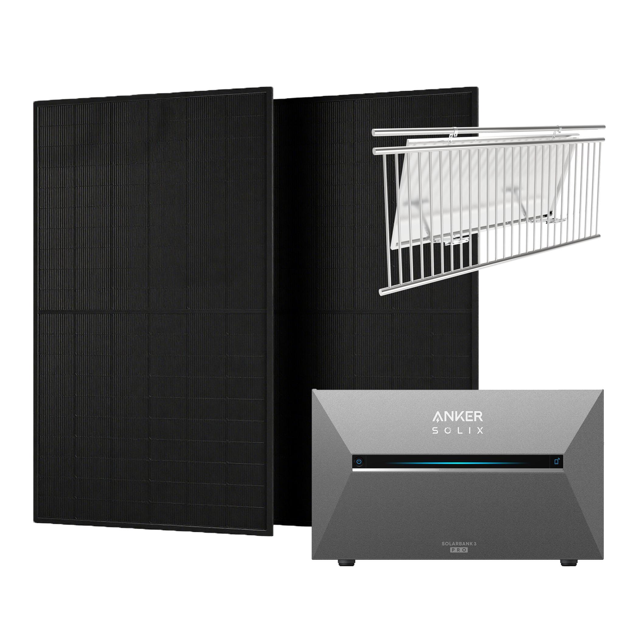 Anker Solix 1010W Balkonkraftwerke mit Solarbank 3 Pro mit Halterung für Balkongeländer