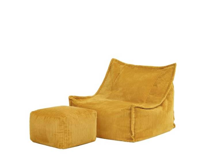 Icon Alto Cord Sitzsack Kinder Sessel und Hocker mit Füllung, Gelb In Deutschland Hergestellt, Sitzsack Sessel, Weicher Cordstoff, Kinder Sessel für Kinderzimmer und Schlafzimmer