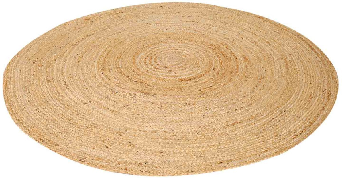 Rond jute vloerkleed in boho stijl