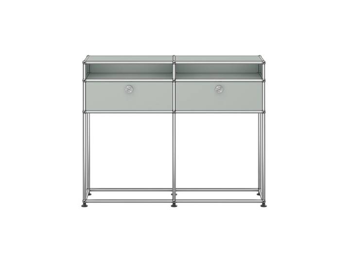 USM Haller Kommode M51 grau lichtgrau 2-fach breit 2 Fächer Klapptüren ohne Schloss 102.3x81.5x27.3 cm