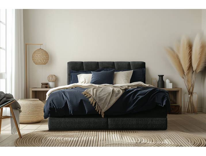 Boxspringbett Leanne 180 x 200cm Strukturstoff Onka Beige H3