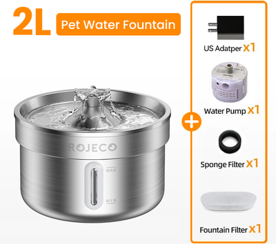 PetsAreLife Stainless Steel Pet Drinking Fountain, Automatic Cat Water Fountain For Healthy Hydration 2l