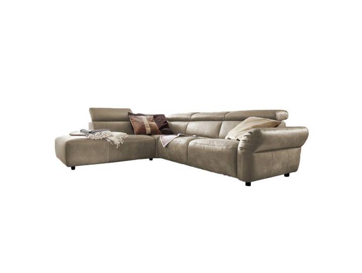 Kawola Ecksofa Motor. Sitzvorzug Riso Grau Leder, Füllung: Schaumstoff, L-Form, 263x240 cm, Wohnzimmer, Sofas & Couches, Wohnlandschaften, Ecksofas