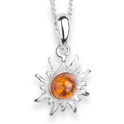 Kette mit Anhänger OSTSEE-SCHMUCK "Ostsee-Schmuck Kette mit Anhänger Sonne 14 mm" Gr. 42, silber, Halsketten, Damen, 42cm, Silber 925 (Sterlingsilber), L: 42