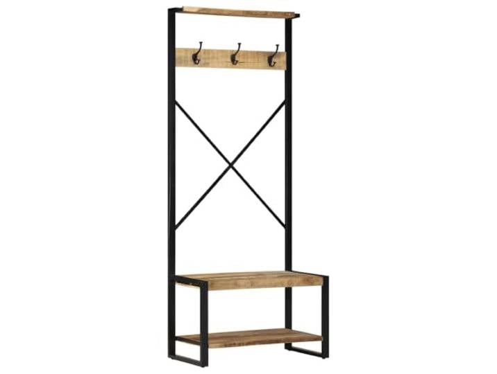 KTHLBRH Kleiderbügel aus unbehandeltem Mangoholz, 80 x 40 x 190 cm, mit Stange und Ablage für Raumorganisation, Haken für Zuhause, natürliches und robustes Design