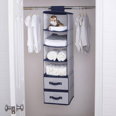 Delta Children 6 Shelf Storage with 2 Drawers, Navy