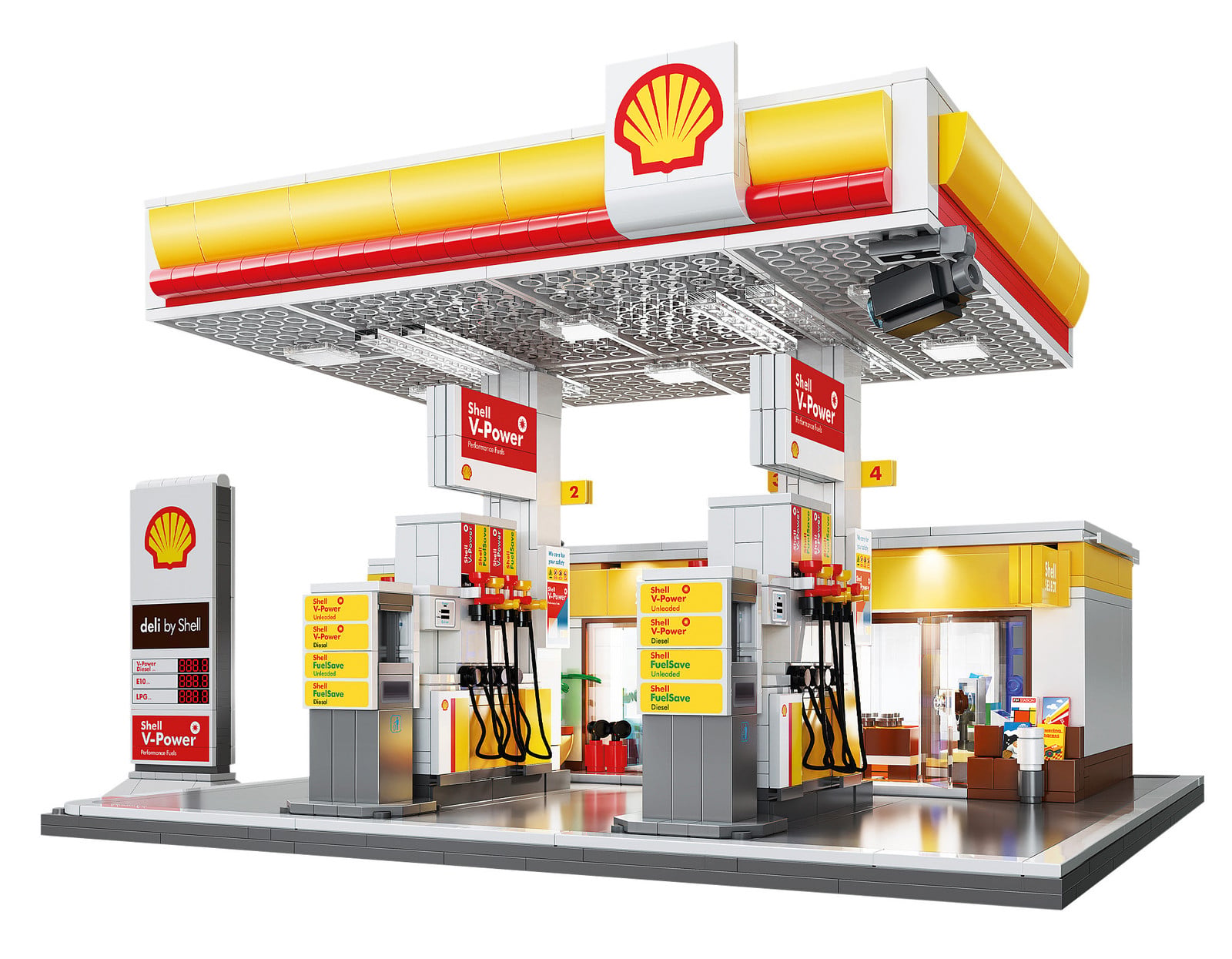 Jamara Germany CaDA Set C66026W Shell tankstation met winkel en wasstraat bouwstenen