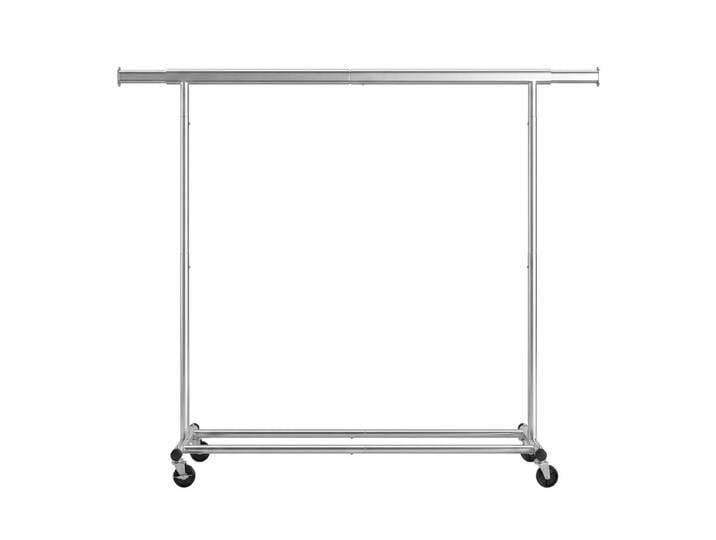 JOYFURNOS Portant à Vêtements sur Roulettes, Portant à Vêtements Réglable, Robuste, pour Chambre, Capacité 150 kg, Montage Facile, Argent